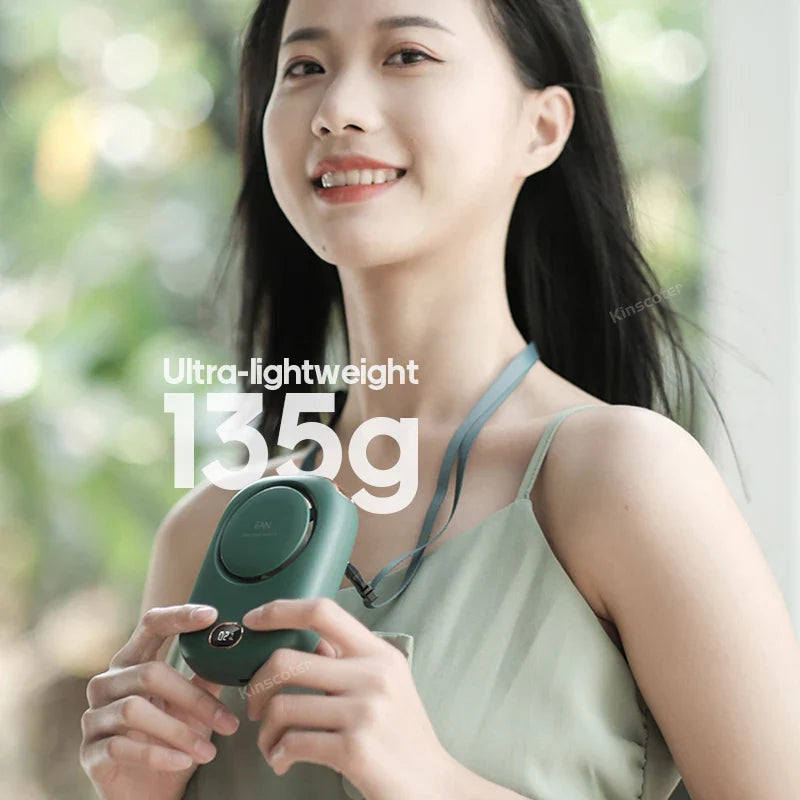 Stay Cool Anywhere with the Portable Hanging Neck Fan – Bladeless, USB Rechargeable, and Perfect for Outdoor Sports & Travel