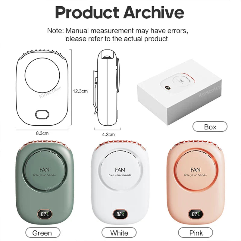 Stay Cool Anywhere with the Portable Hanging Neck Fan – Bladeless, USB Rechargeable, and Perfect for Outdoor Sports & Travel