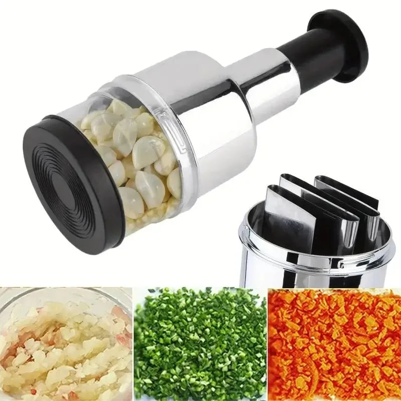 QuickChop™ – Stainless Steel Hand-Press Veggie Cutter